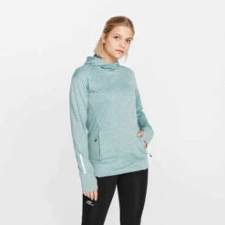Kalenji Sweat Running à Capuche Femme - Warm Vert -Kalenji 8597010