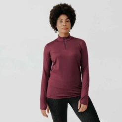 Kalenji T-shirt Manches Longues Chaud Running Femme - Zip Warm Violet -Kalenji 8750023