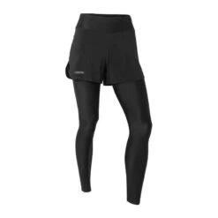 Devant 39 Devant -Kalenji collant short 2 en 1 running run dry noir femme 1