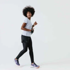 Kalenji Short Running Legging Intégré Femme - Dry + Noir -Kalenji collant short 2 en 1 running run dry noir femme 2