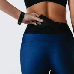 Kalenji Legging Court Running Respirant Femme - Dry+ Feel Bleu -Kalenji corsaire jogging femme run dry feel noir 3