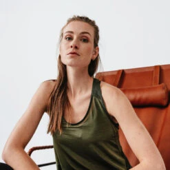 Kalenji Débardeur Running Léger Femme - Light Kaki -Kalenji debardeur running leger femme light kaki 2