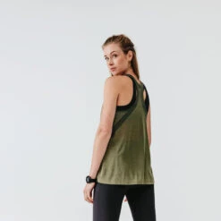 Kalenji Débardeur Running Léger Femme - Light Kaki -Kalenji debardeur running leger femme light kaki 4