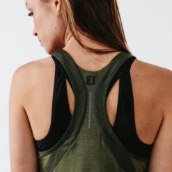 Kalenji Débardeur Running Léger Femme - Light Kaki -Kalenji debardeur running leger femme light kaki 5