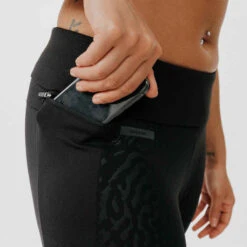 Kalenji Legging Running Long Chaud Femme - Warm+ Noir Avec Motifs -Kalenji legging chaud femme de running run warm noir 3