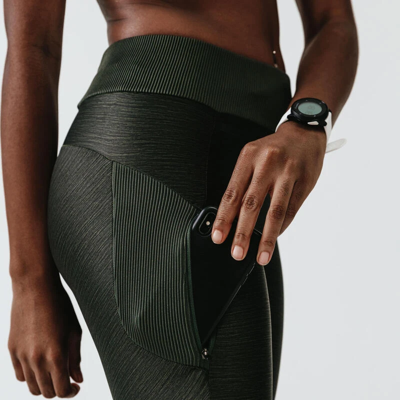 Legging long running respirant femme - Dry+ Feel kaki Kalenji Legging Long Running Respirant Femme - Dry+ Feel Kaki -Kalenji legging long running respirant femme dry feel kaki 4