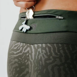 Kalenji Legging Running Long Chaud Femme - Warm+ Kaki Avec Motifs -Kalenji legging running long chaud femme warm kaki avec motifs 4