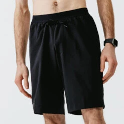 SHORT 2 EN 1 DE RUNNING HOMME AVEC BOXER Intégré KALENJI DRY + NOIR