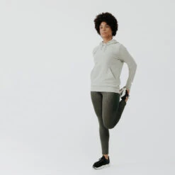 Kalenji Sweat à Capuche Running Chaud Femme - Hood 500 Kaki -Kalenji sweat a capuche running chaud femme hood 500 kaki 2