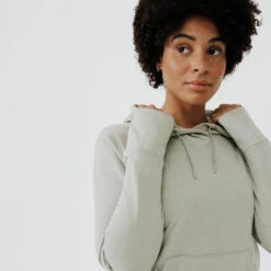 Kalenji Sweat à Capuche Running Chaud Femme - Hood 500 Kaki -Kalenji sweat a capuche running chaud femme hood 500 kaki 8