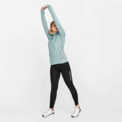 Kalenji Sweat Running à Capuche Femme - Warm Vert -Kalenji sweat capuche running run warm noir femme 2