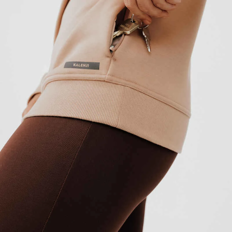 Sweat running chaud col zip femme - Warm + beige Kalenji Sweat Running Chaud Col Zip Femme - Warm + Beige -Kalenji sweat de running chaud col zip femme rose 4