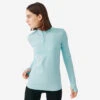Kalenji T-shirt Manches Longues Chaud Running Femme - Zip Warm Bleu Clair -Kalenji t shirt manches longues chaud running femme zip warm bleu clair