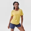 Kalenji T-shirt Respirant Running Femme - Dry+ Breath Jaune -Kalenji t shirt respirant running femme dry breath jaune