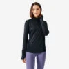 Kalenji T-shirt Running Manches Longues 1/2 Zip Femme - Dry+ Noir -Kalenji t shirt running manches longues 12 zip femme dry noir