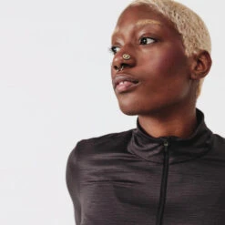 Kalenji T-shirt Running Manches Longues 1/2 Zip Femme - Dry+ Noir -Kalenji t shirt running manches longues 12 zip femme dry noir 4