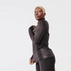 Kalenji T-shirt Running Manches Longues 1/2 Zip Femme - Dry+ Noir -Kalenji t shirt running manches longues 12 zip femme dry noir 7
