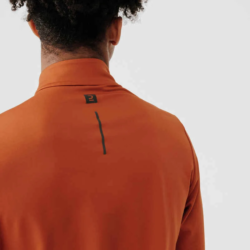 TEE SHIRT MANCHES LONGUES RUNNING RUN WARM ORANGE Kalenji TEE SHIRT MANCHES LONGUES RUNNING RUN WARM ORANGE -Kalenji tee shirt manches longues running run warm bleu fonce homme 3