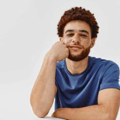 Kalenji T-shirt Running Respirant Homme - Dry Bleu Ardoise -Kalenji tee shirt running run dry rouge cerise fluo homme 3